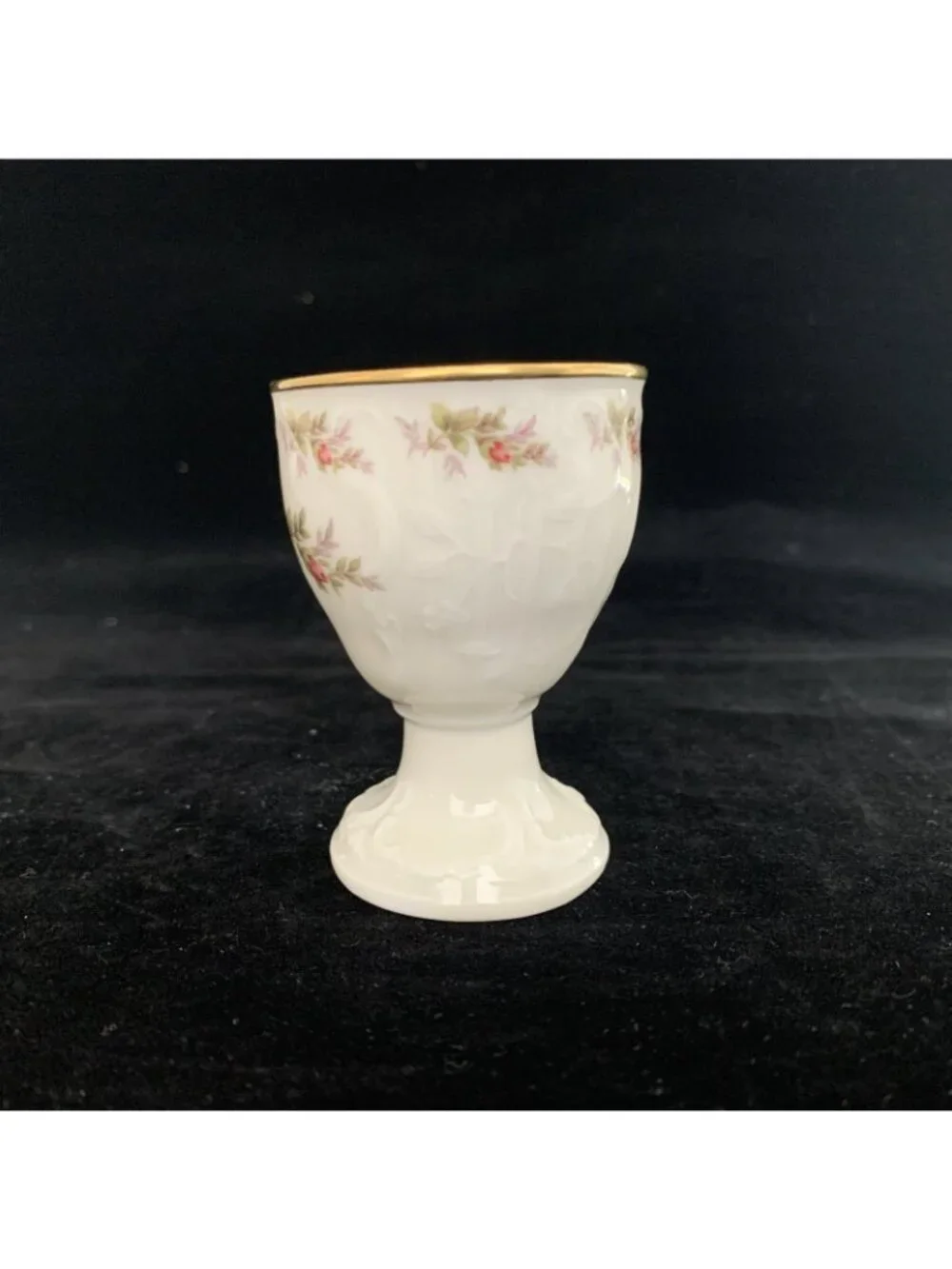 Rosenthal Sanssouci Floral Footed Egg Cup Gold Trim Porcelain Germany Vintage